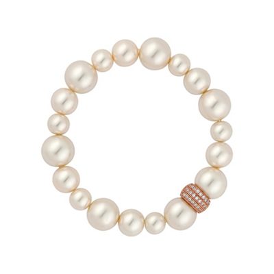 Rose gold pave ball pearl bracelet